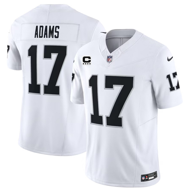 Men's Las Vegas Raiders #17 Davante Adams White 2023 F.U.S.E With C Patch Vapor Untouchable Stitched Football Jersey Men's Las Vegas Raiders #17 Davante Adams White 2023 F.U.S.E With C Patch Vapor Untouchable Stitched Football Jersey